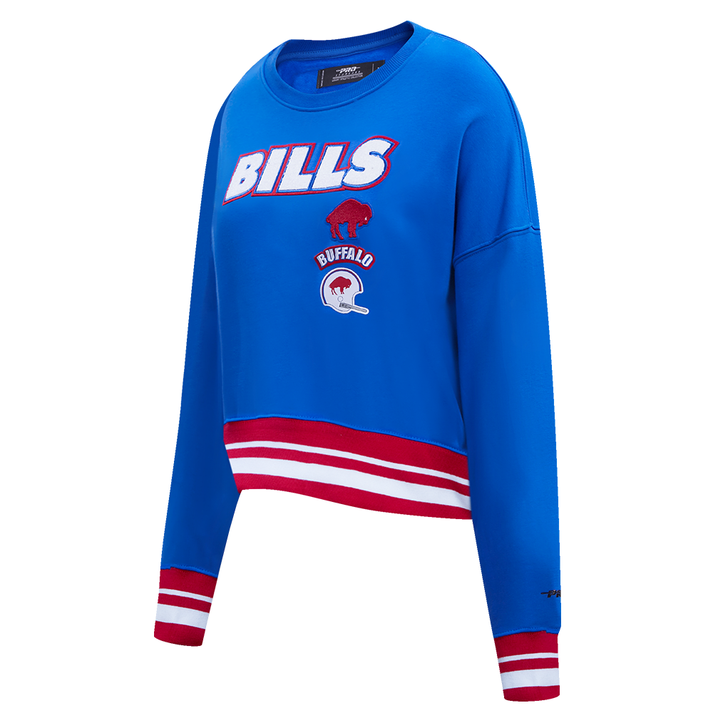 NFL BUFFALO BILLS RETRO CLASSIC WOMEN'S CREWNECK (ROYAL BLUE/RED)