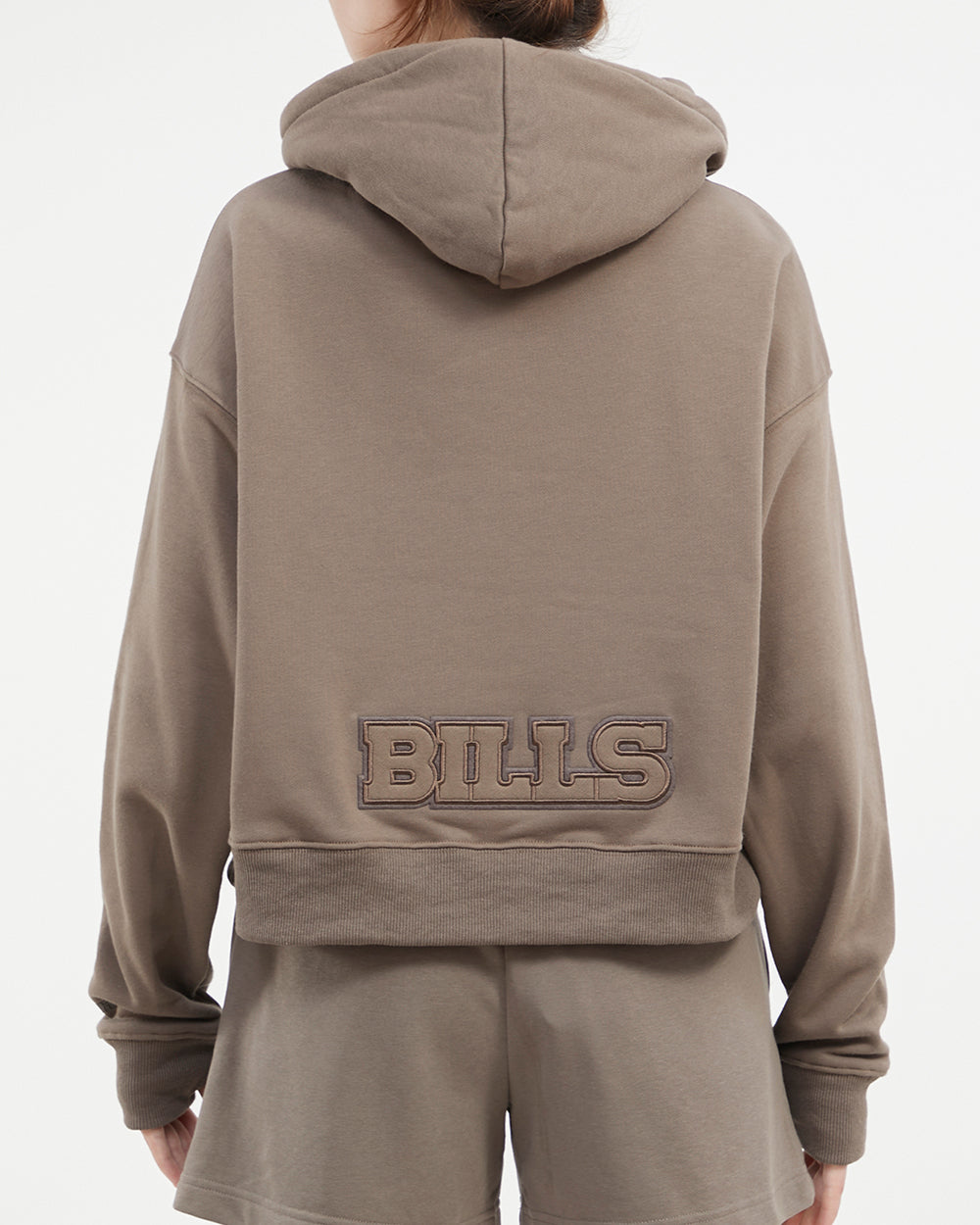 NFL BUFFALO BILLS NEUTRAL CROPPED WOMEN'S PO HOODIE (DARK TAUPE)