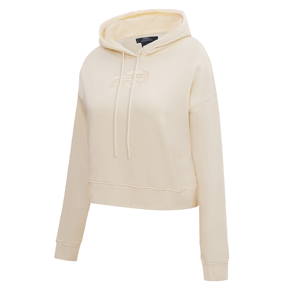 NFL BUFFALO BILLS NEUTRAL CROPPED WOMEN'S PULLOVER HOODIE (EGGSHELL)