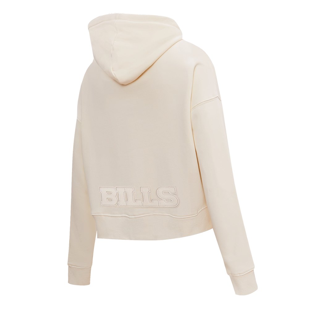 NFL BUFFALO BILLS NEUTRAL CROPPED WOMEN'S PULLOVER HOODIE (EGGSHELL)