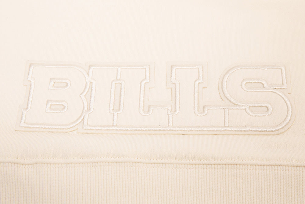 NFL BUFFALO BILLS NEUTRAL CROPPED WOMEN'S PULLOVER HOODIE (EGGSHELL)