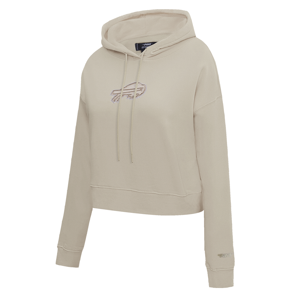 NFL BUFFALO BILLS NEUTRAL WOMEN'S CROPPED PULLOVER HOODIE (TAUPE)