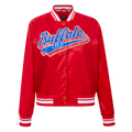 NFL BUFFALO BILLS SCRIPT TAIL BLOUSON EN SATIN À BORDS CÔTELÉS POUR FEMME (ROUGE)