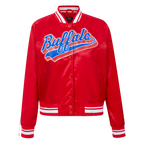 NFL BUFFALO BILLS SCRIPT TAIL BLOUSON EN SATIN À BORDS CÔTELÉS POUR FEMME (ROUGE)