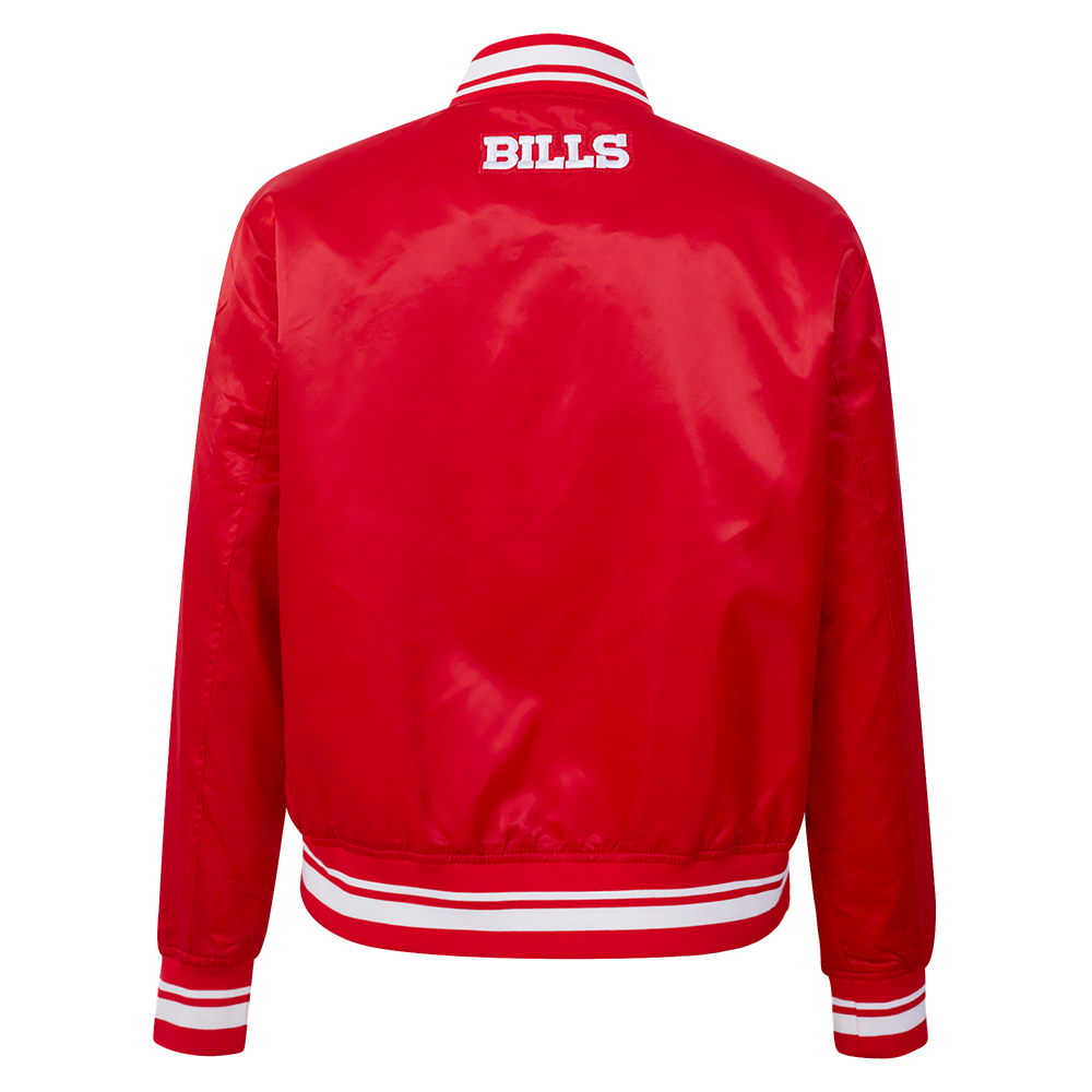 NFL BUFFALO BILLS SCRIPT TAIL BLOUSON EN SATIN À BORDS CÔTELÉS POUR FEMME (ROUGE)