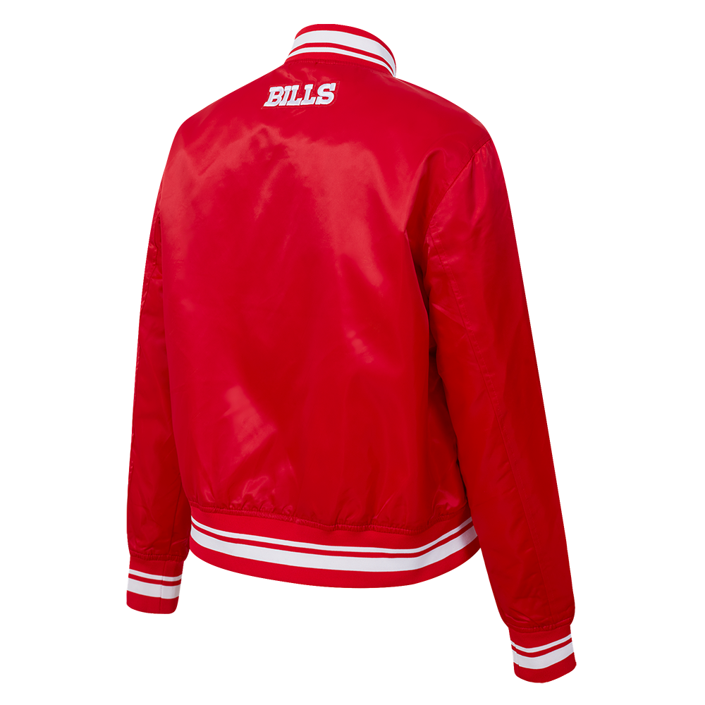 NFL BUFFALO BILLS SCRIPT TAIL BLOUSON EN SATIN À BORDS CÔTELÉS POUR FEMME (ROUGE)