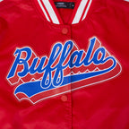 NFL BUFFALO BILLS SCRIPT TAIL BLOUSON EN SATIN À BORDS CÔTELÉS POUR FEMME (ROUGE)