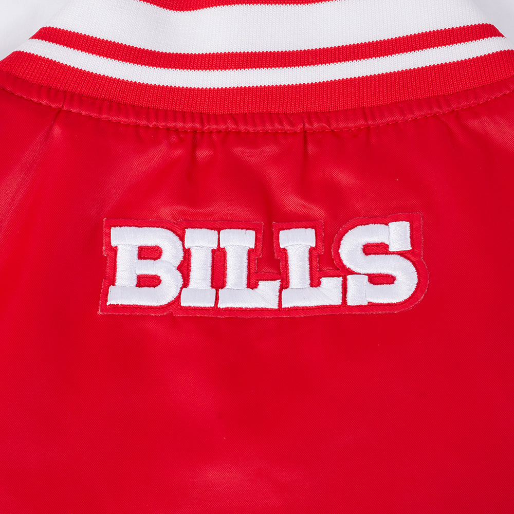 NFL BUFFALO BILLS SCRIPT TAIL BLOUSON EN SATIN À BORDS CÔTELÉS POUR FEMME (ROUGE)