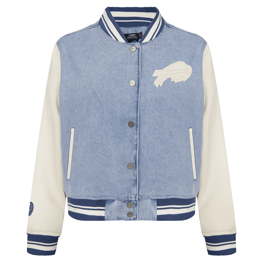 NFL BUFFALO BILLS VARSITY BLUES WOMEN'S DENIM VARSITY JACKET (DENIM/LINEN)