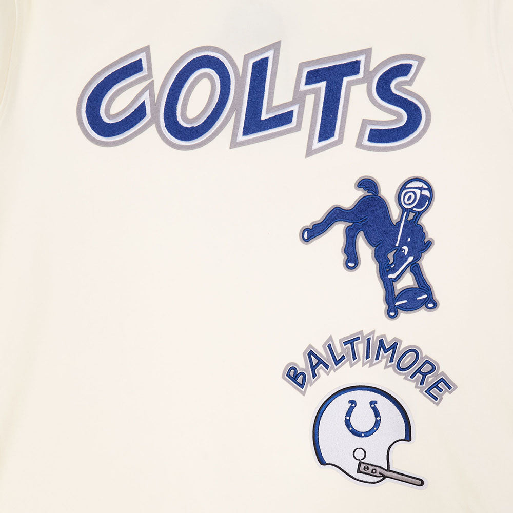 NFL BALTIMORE COLTS RETRO CLASSIC T-SHIRT EN MAILLE DOUBLE POUR HOMME (COQUILLE D'ŒUF/BLEU ROYAL)