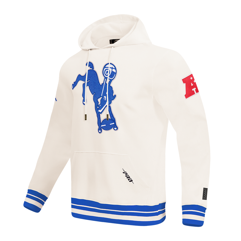 NFL BALTIMORE COLTS RETRO CLASSIC MEN'S PULLOVER HOODIE (EGGSHELL/ ROYAL BLUE)