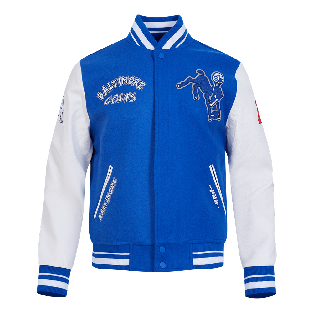NFL BALTIMORE COLTS RETRO CLASSIC MEN'S RIB WOOL VARSITY JACKET (ROYAL BLUE/WHITE)