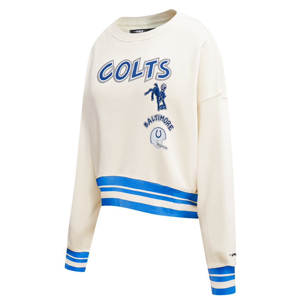 NFL BALTIMORE COLTS RETRO CLASSIC CHANDAIL À COL ROND CÔTELÉ POUR FEMME (COQUILLE D'ŒUF/BLEU ROYAL)