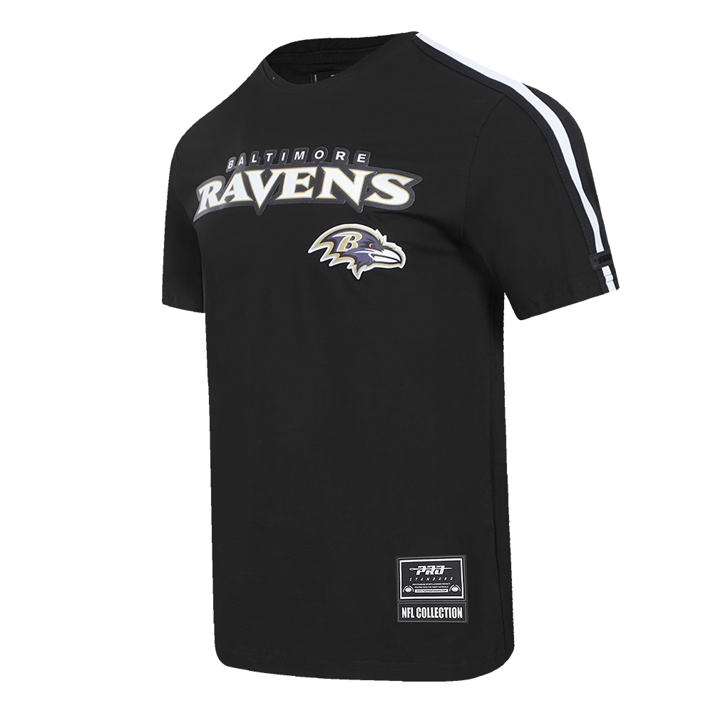 NFL BALTIMORE RAVENS CLASSIC MESH MEN'S SINGLE JERSEY STRIPED TEE (BLACK)