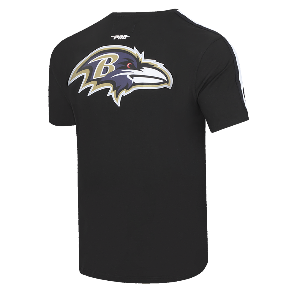 NFL BALTIMORE RAVENS CLASSIC MESH MEN'S SINGLE JERSEY STRIPED TEE (BLACK)