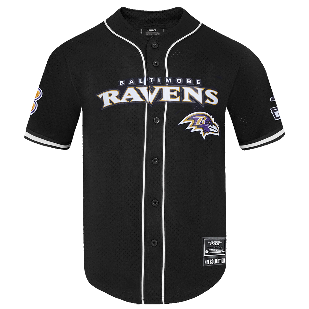 NFL BALTIMORE RAVENS CLASSIC MESH MEN'S BUTTON DOWN SHIRT (BLACK)