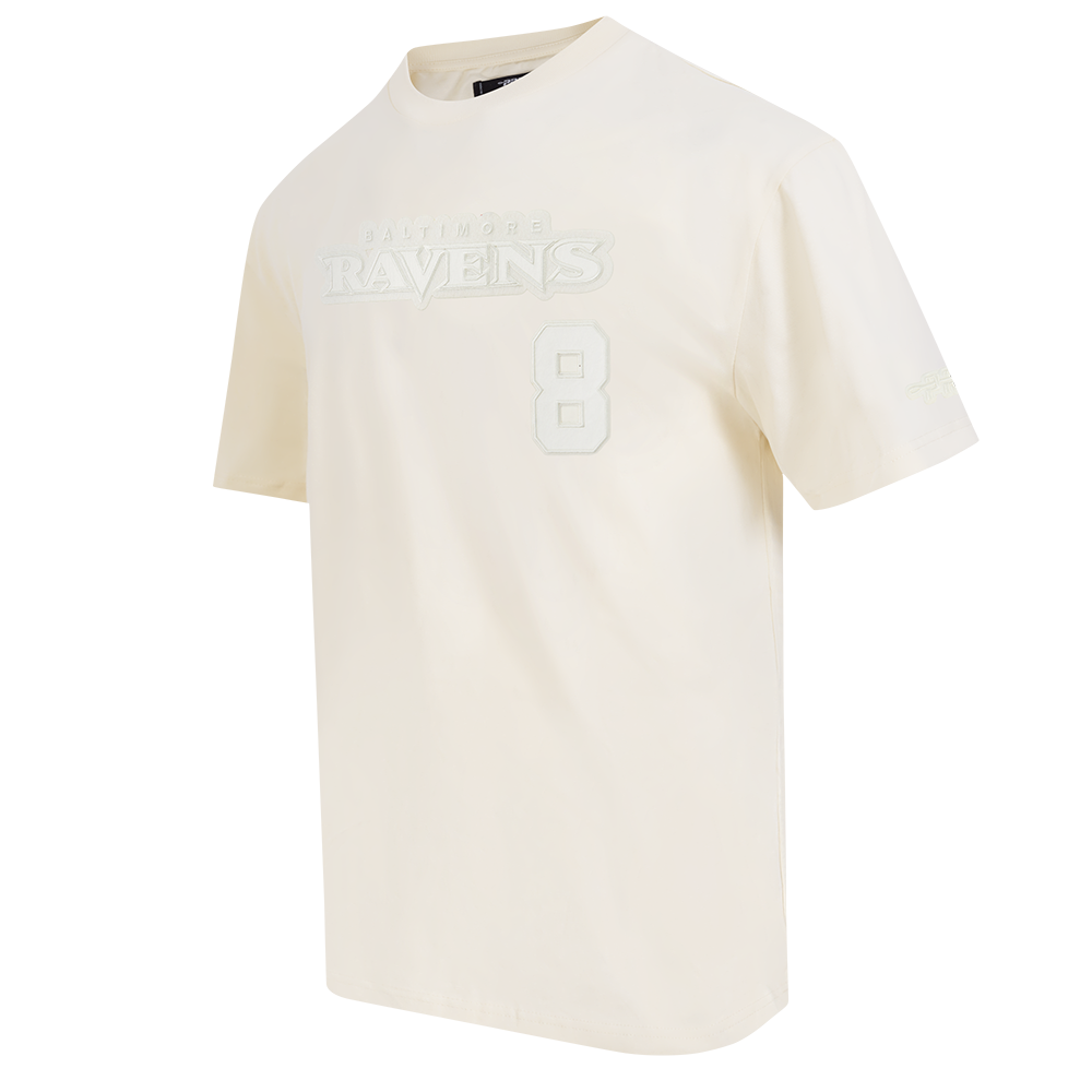 NFL BALTIMORE RAVENS LAMAR JACKSON #8 NEUTRAL CJ DROP SHOULDER POUR HOMME (COQUILLE D'ŒUF)