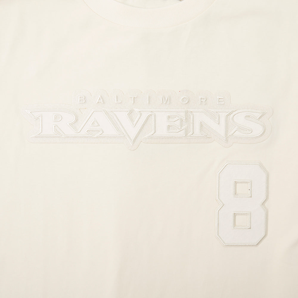 NFL BALTIMORE RAVENS LAMAR JACKSON #8 NEUTRAL CJ DROP SHOULDER POUR HOMME (COQUILLE D'ŒUF)