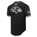 NFL BALTIMORE RAVENS LAMAR JACKSON #8 CLASSIC MESH PNN MEN'S MESH BUTTON DOWN SHIRT (BLACK)