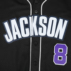 NFL BALTIMORE RAVENS LAMAR JACKSON #8 CLASSIC MESH PNN MEN'S MESH BUTTON DOWN SHIRT (BLACK)