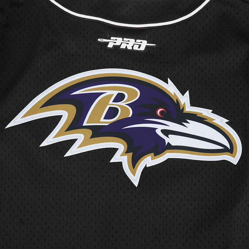 NFL BALTIMORE RAVENS LAMAR JACKSON #8 CLASSIC MESH PNN MEN'S MESH BUTTON DOWN SHIRT (BLACK)