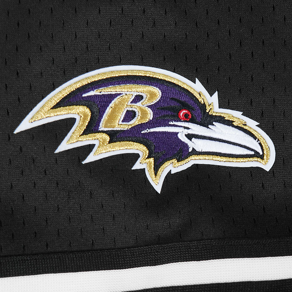 NFL BALTIMORE RAVENS LAMAR JACKSON #8 CLASSIC MESH PNN MEN'S MESH BUTTON DOWN SHIRT (BLACK)