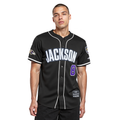 NFL BALTIMORE RAVENS LAMAR JACKSON #8 CLASSIC MESH PNN MEN'S MESH BUTTON DOWN SHIRT (BLACK)