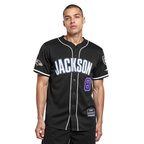 NFL BALTIMORE RAVENS LAMAR JACKSON #8 CLASSIC MESH PNN MEN'S MESH BUTTON DOWN SHIRT (BLACK)