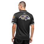 NFL BALTIMORE RAVENS LAMAR JACKSON #8 CLASSIC MESH PNN MEN'S MESH BUTTON DOWN SHIRT (BLACK)