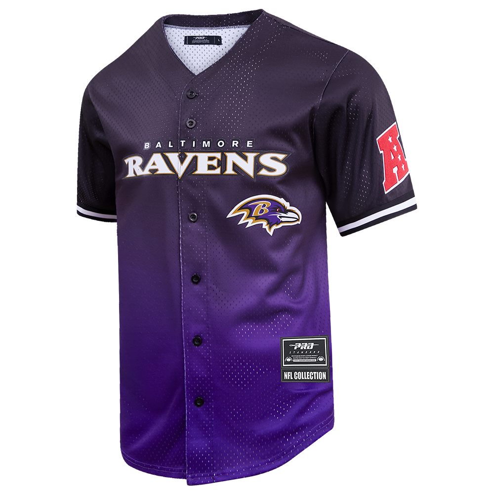 NFL BALTIMORE RAVENS TEAM MEN'S MESH BUTTON DOWN JERSEY (BLACK/PURPLE)