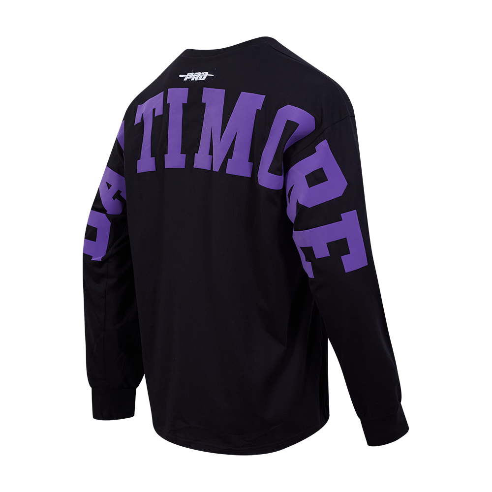 NFL BALTIMORE RAVENS WINGSPAN MEN'S DROP SHOULDER LS TEE (BLACK)