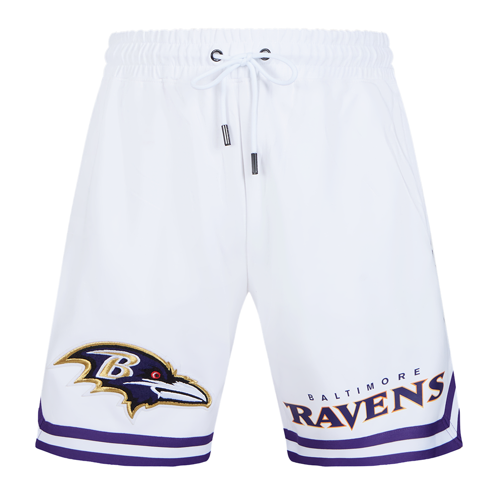 NFL BALTIMORE RAVENS CLASSIC CHENILLE SHORT EN MAILLE DOUBLE POUR HOMME (BLANC)