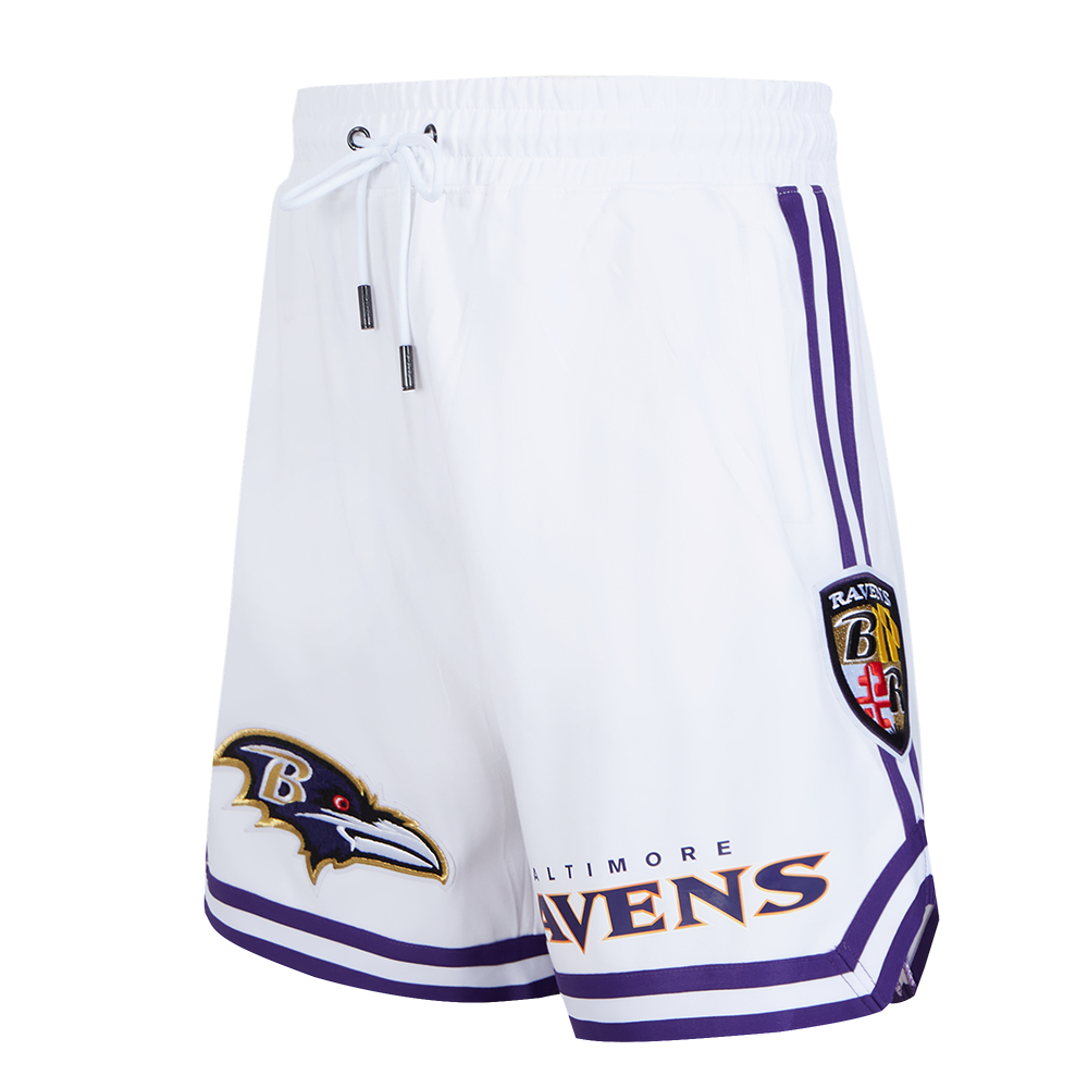 NFL BALTIMORE RAVENS CLASSIC CHENILLE SHORT EN MAILLE DOUBLE POUR HOMME (BLANC)