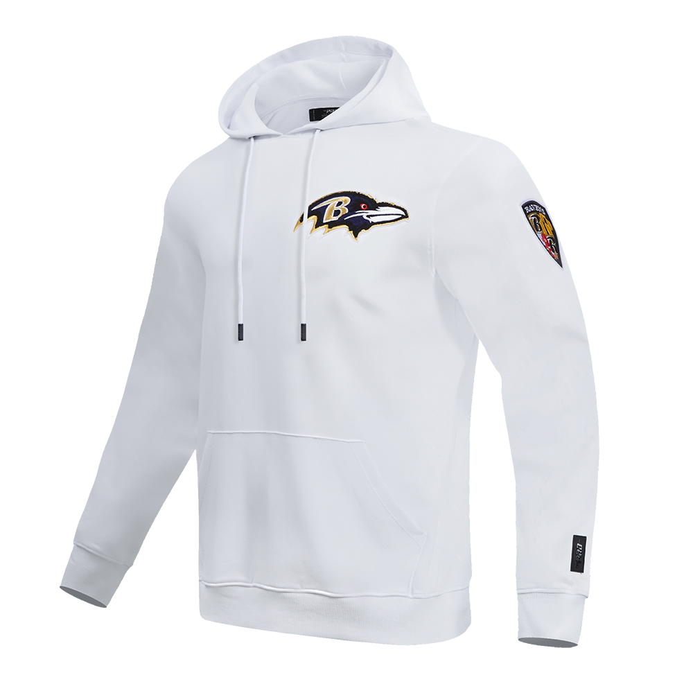 NFL BALTIMORE RAVENS CLASSIC CHENILLE DOUBLE KNIT PULLOVER HOODIE (WHITE)