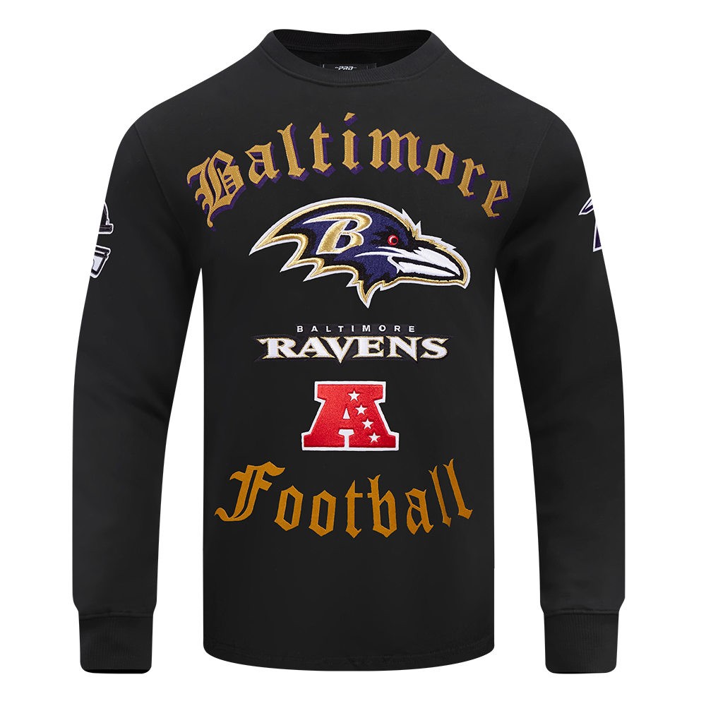 NFL BALTIMORE RAVENS OLD ENGLISH CHANDAIL À COL ROND POUR HOMME (NOIR)