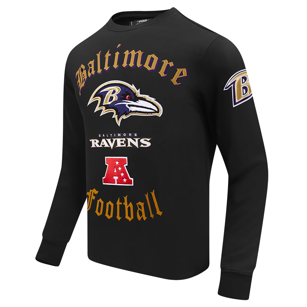 NFL BALTIMORE RAVENS OLD ENGLISH CHANDAIL À COL ROND POUR HOMME (NOIR)