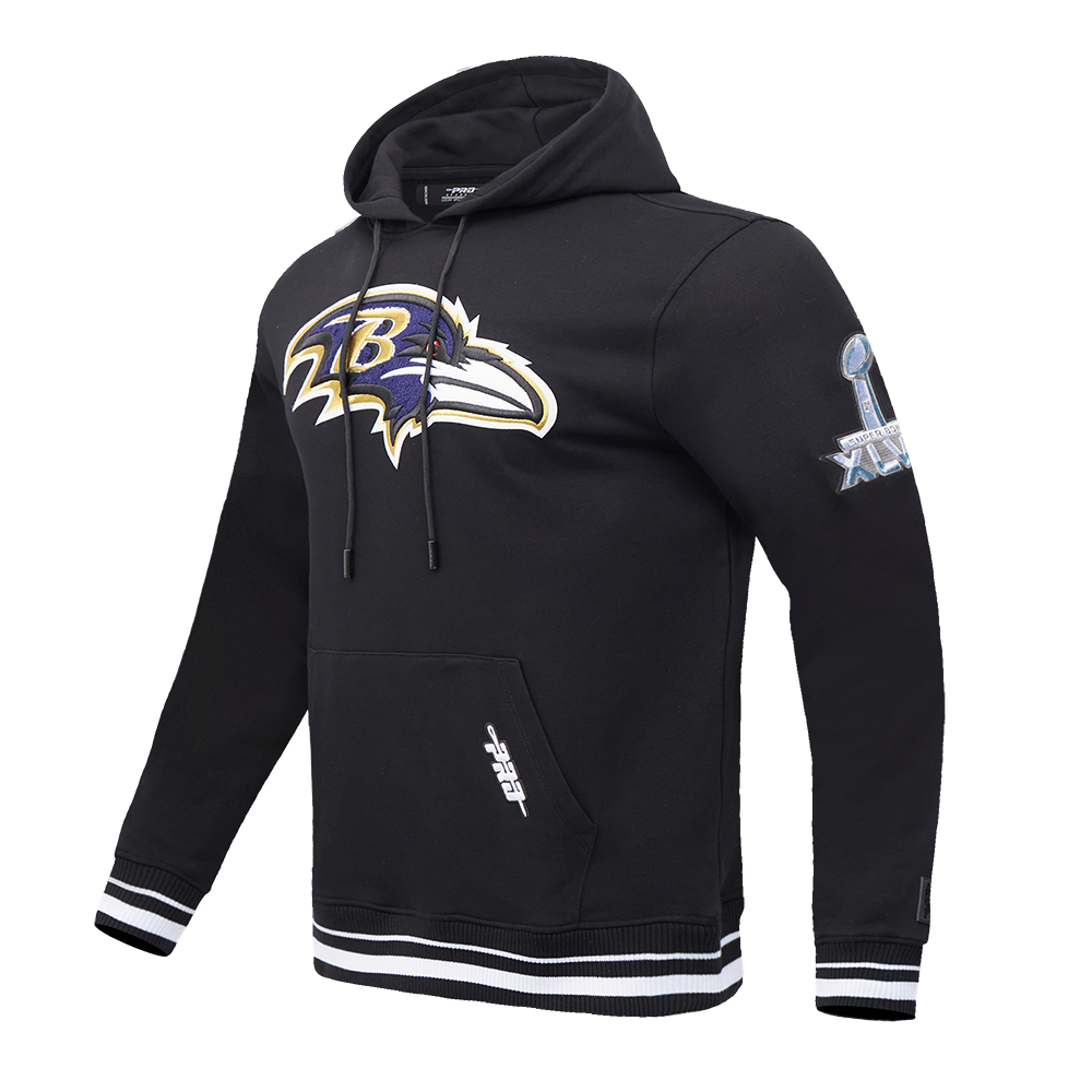 NFL BALTIMORE RAVENS MASHUP MEN'S MASHUP MEN'S RIB PULLOVER HOODIE (BLACK)