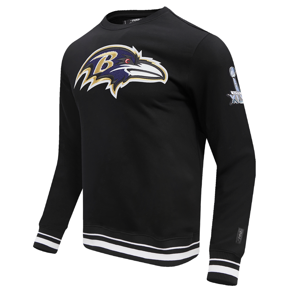 NFL BALTIMORE RAVENS MASHUP MEN'S RIB CREWNECK (BLACK)