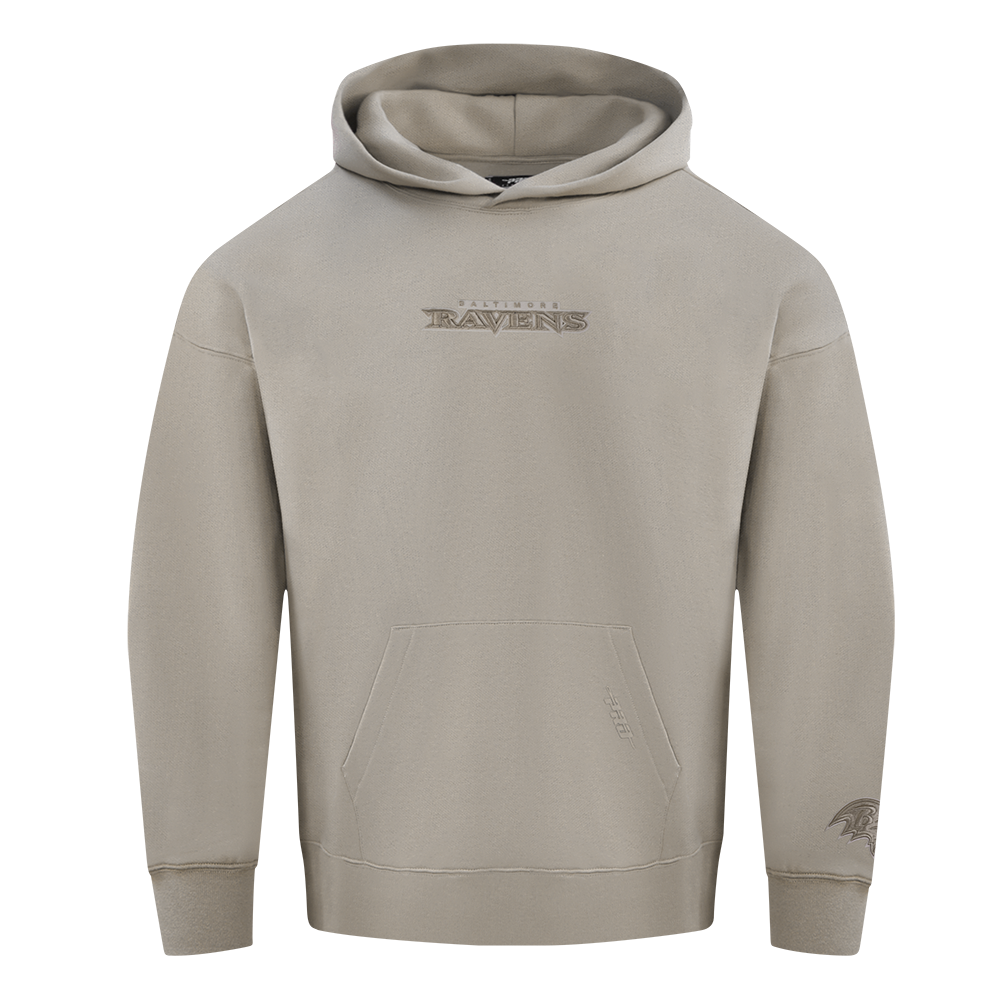 NFL BALTIMORE RAVENS WINGSPAN MEN'S DROP SHOULDER FLC PO HOODIE (TAUPE)