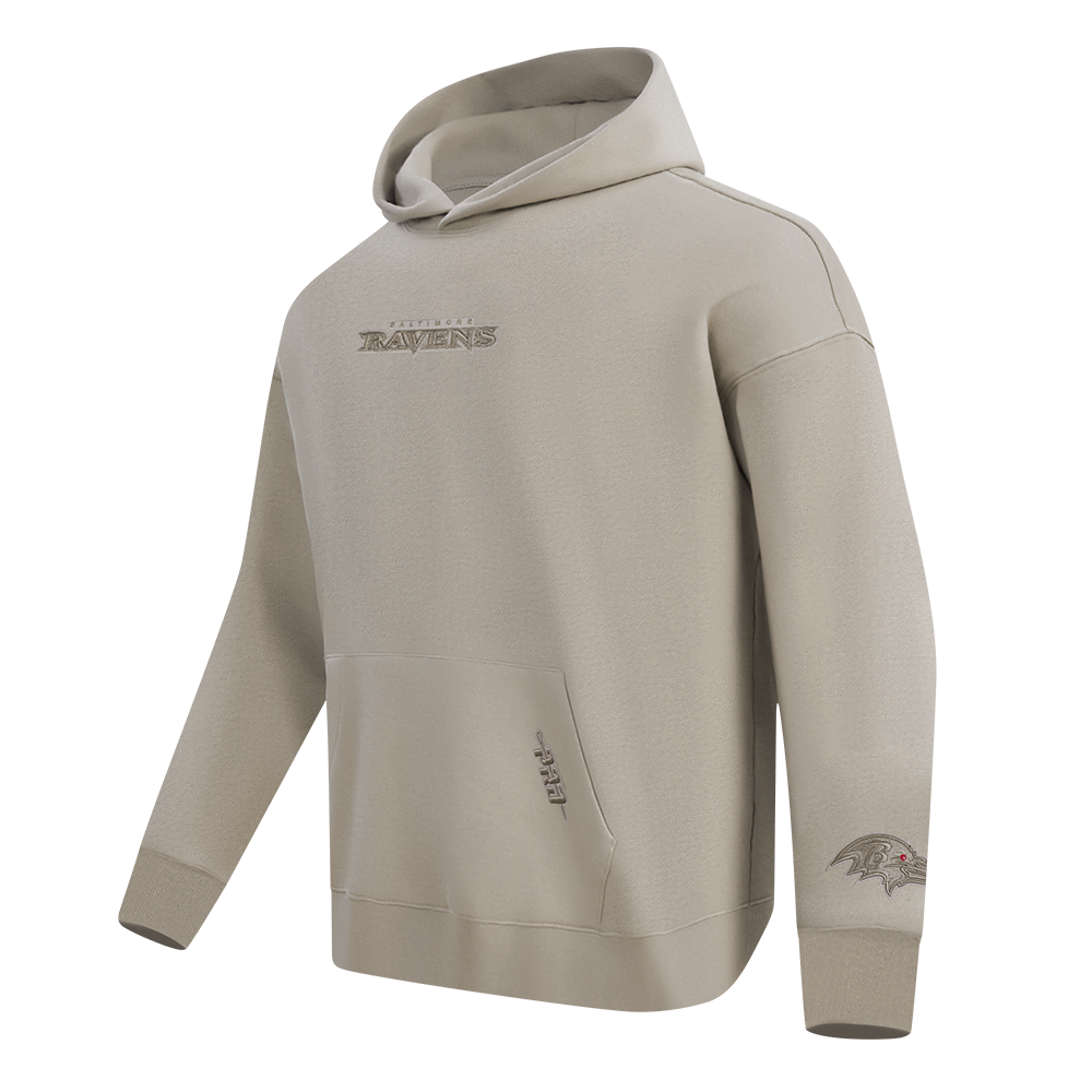 NFL BALTIMORE RAVENS WINGSPAN MEN'S DROP SHOULDER FLC PO HOODIE (TAUPE)