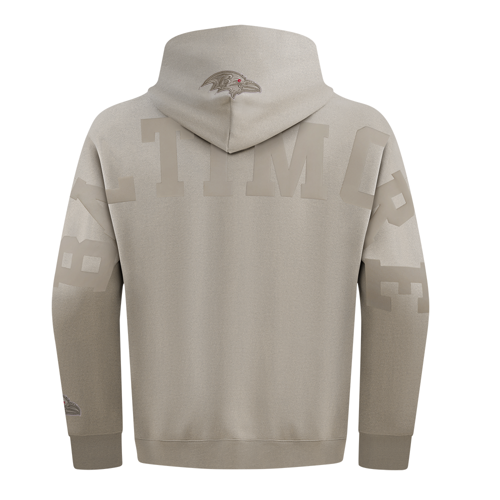 NFL BALTIMORE RAVENS WINGSPAN MEN'S DROP SHOULDER FLC PO HOODIE (TAUPE)