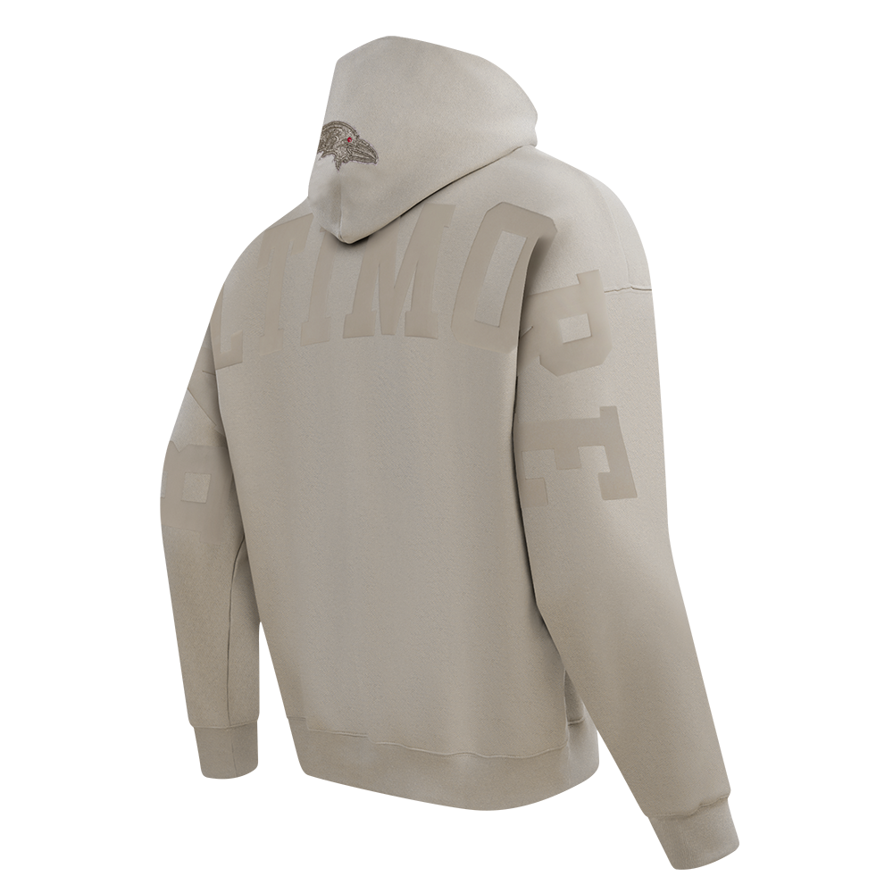 NFL BALTIMORE RAVENS WINGSPAN MEN'S DROP SHOULDER FLC PO HOODIE (TAUPE)