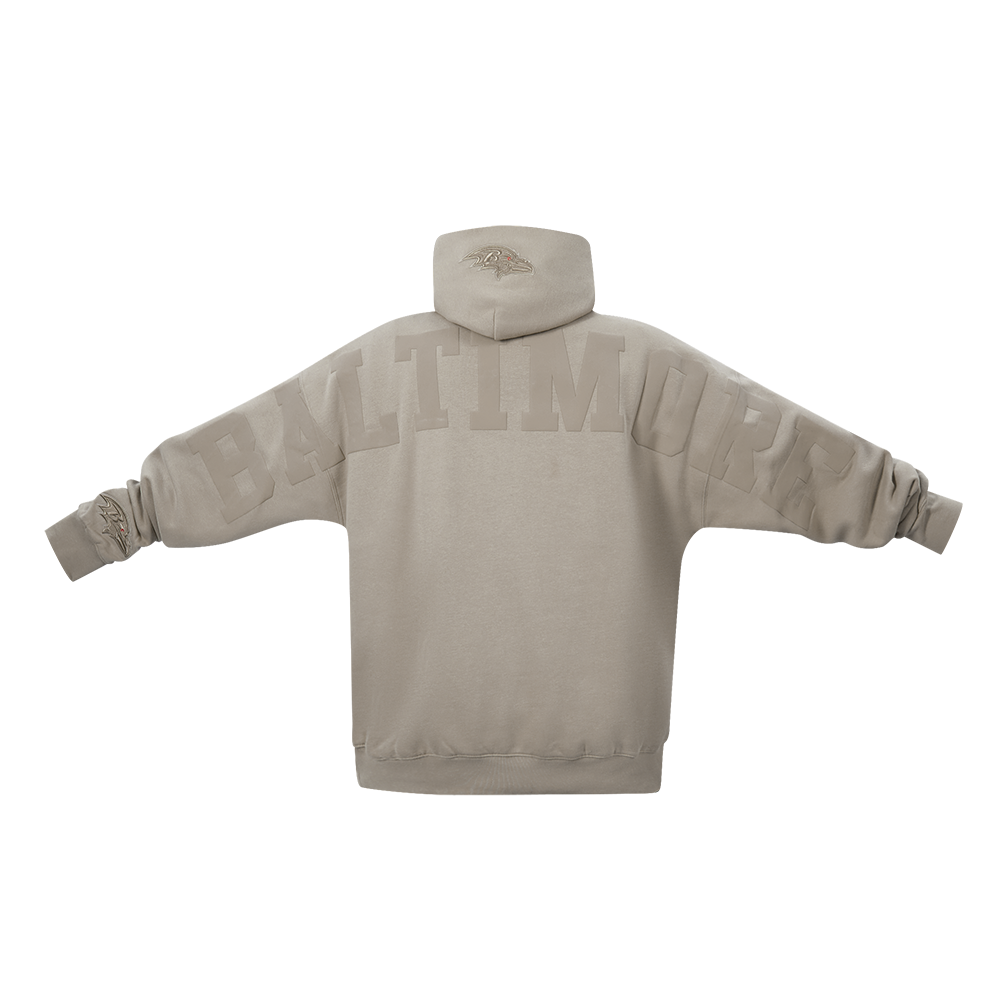NFL BALTIMORE RAVENS WINGSPAN MEN'S DROP SHOULDER FLC PO HOODIE (TAUPE)
