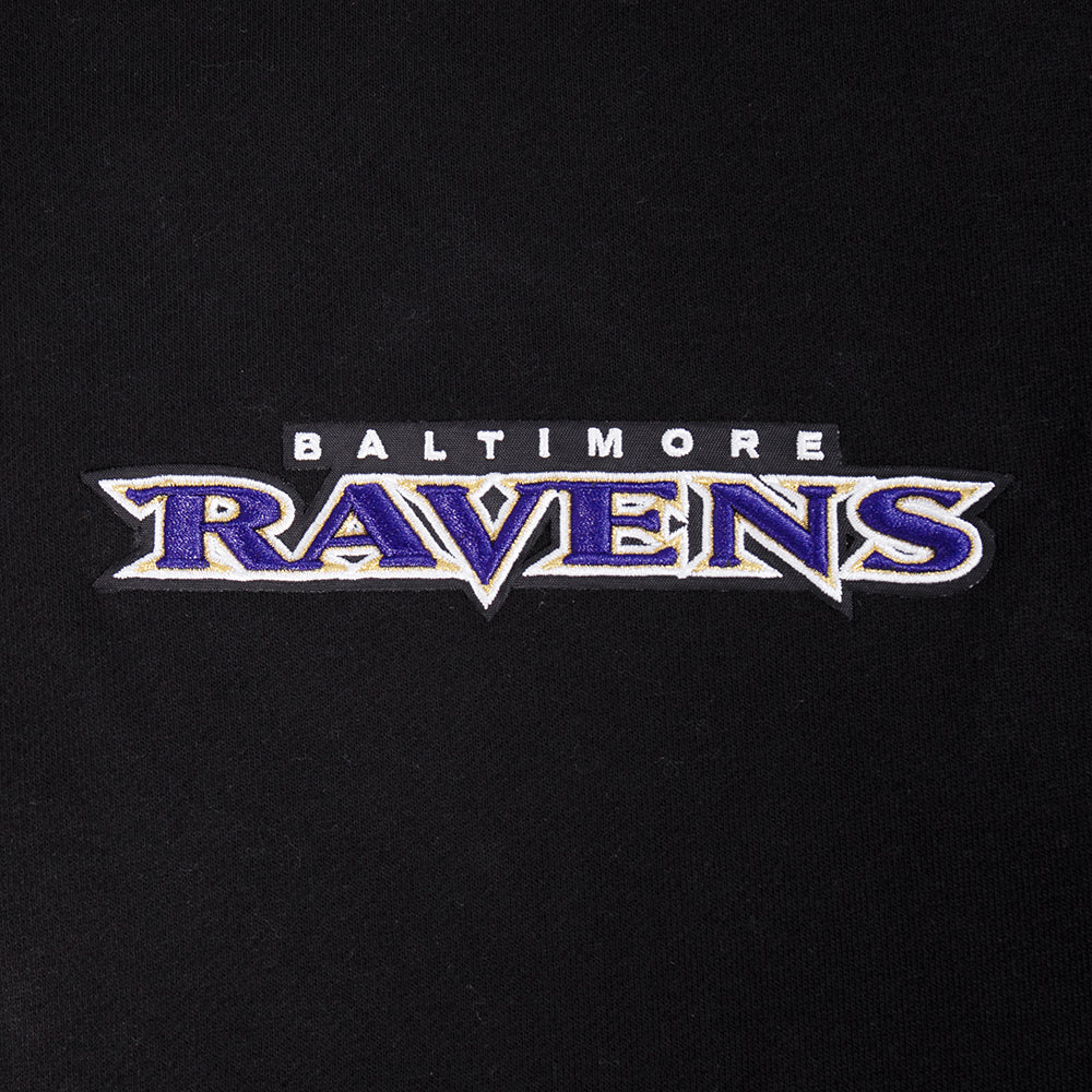 NFL BALTIMORE RAVENS WINGSPAN MEN'S DROP SHOULDER FLC CREWNECK (BLACK)