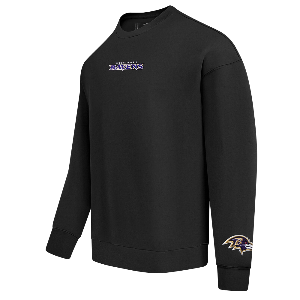 NFL BALTIMORE RAVENS WINGSPAN MEN'S DROP SHOULDER FLC CREWNECK (BLACK)