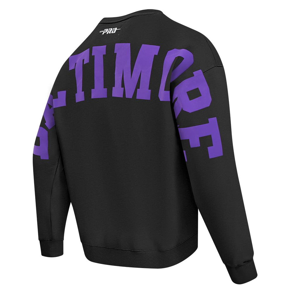 NFL BALTIMORE RAVENS WINGSPAN MEN'S DROP SHOULDER FLC CREWNECK (BLACK)