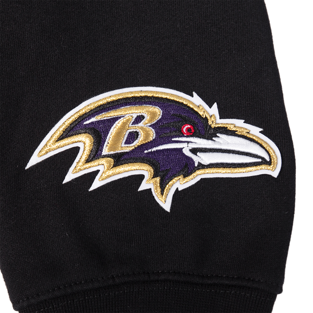 NFL BALTIMORE RAVENS WINGSPAN MEN'S DROP SHOULDER FLC CREWNECK (BLACK)