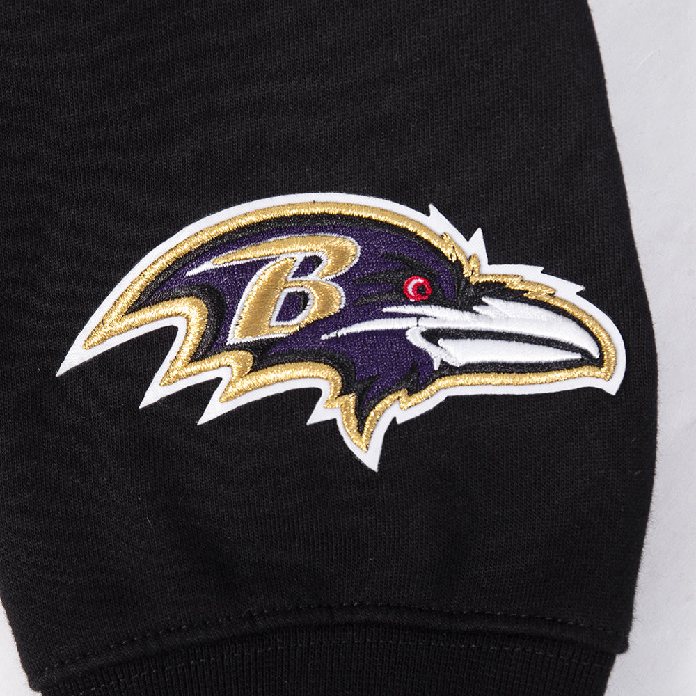 NFL BALTIMORE RAVENS WINGSPAN MEN'S DROP SHOULDER FLC CREWNECK (BLACK)