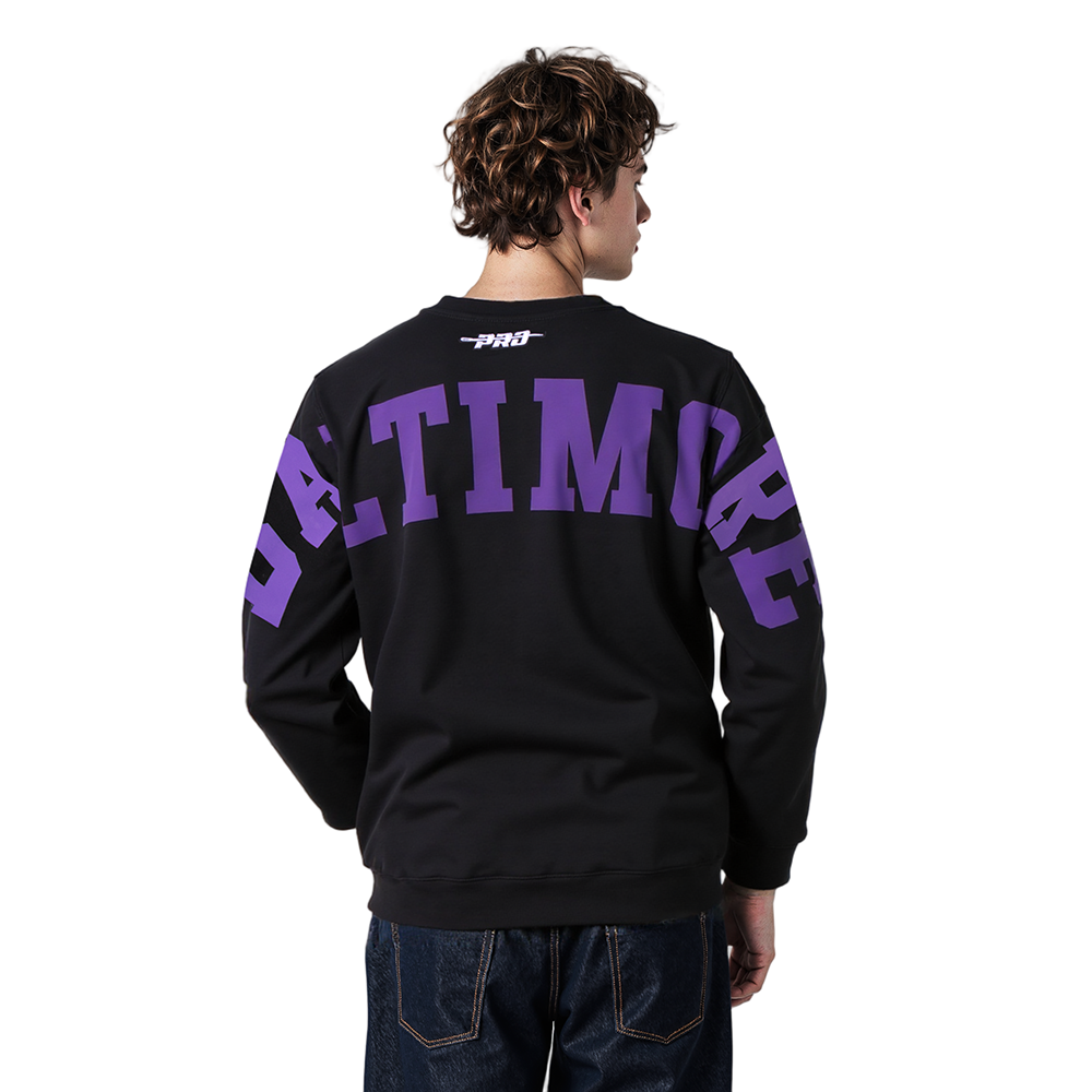 NFL BALTIMORE RAVENS WINGSPAN CHANDAIL À COL ROND EN MOLLETON À ÉPAULES TOMBANTES POUR HOMME (NOIR)