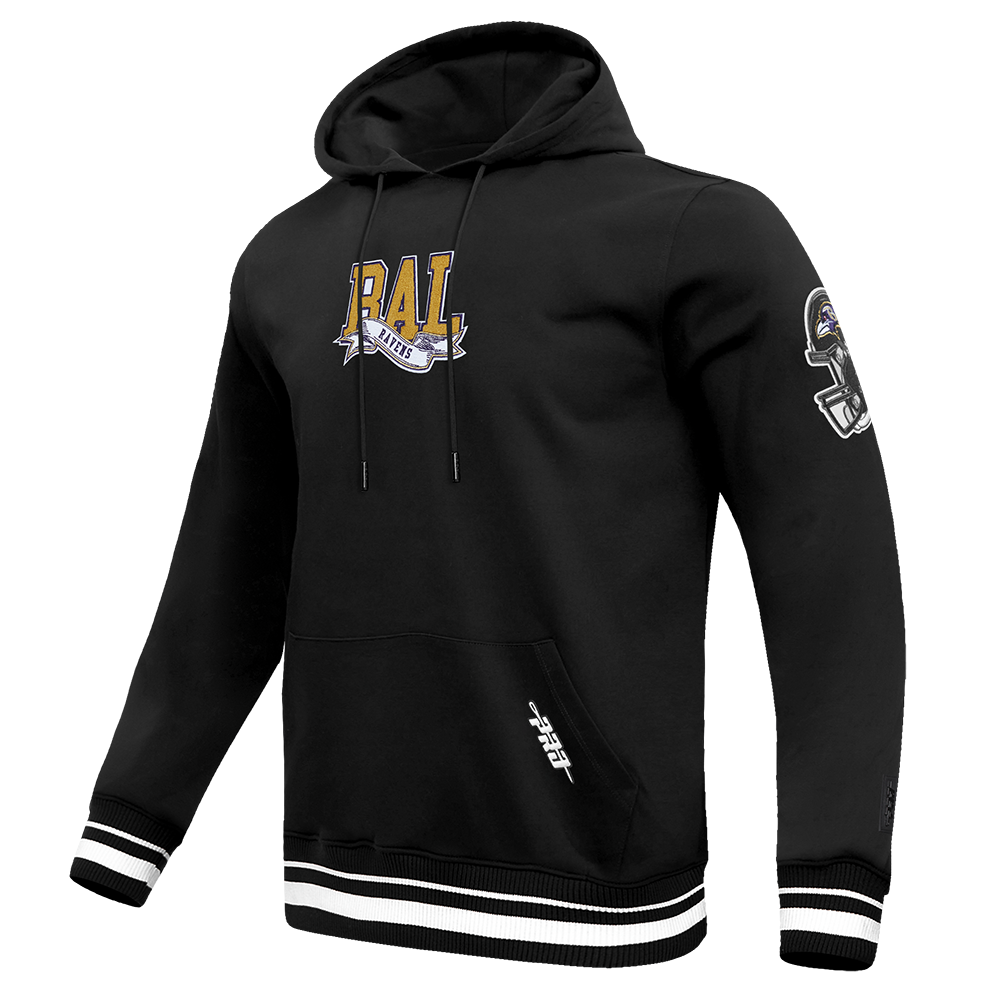 NFL BALTIMORE RAVENS TEAM PENNANTS MEN'S RIB FLEECE PULLOVER HOODIE (BLACK)